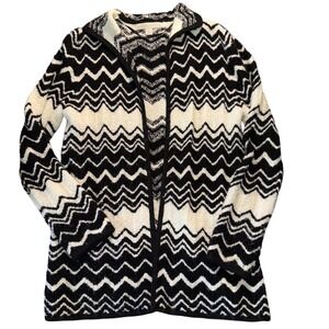 Laura Ashley Womens Medium Chevron Zigzag Knit‎ Open Front Cardigan Sweater
